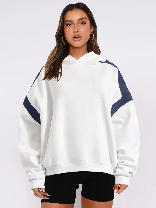 Hazel Blues® |  Contrast Dropped Shoulder Long Sleeve Hoodie Hoodie with Cropped Fit Short Trendy