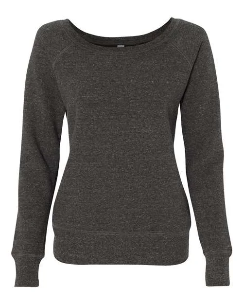 BELLA + CANVAS - Women’s Sponge Fleece Wide Neck Sweatshirt - 7501 Charcoal Heather Hoodie with Earth Tones Natural Calm