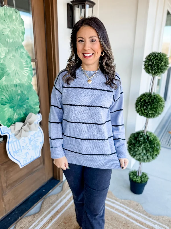 An Everyday Look Sweater in Dusty Blue Stylish Fashionable Trendy
