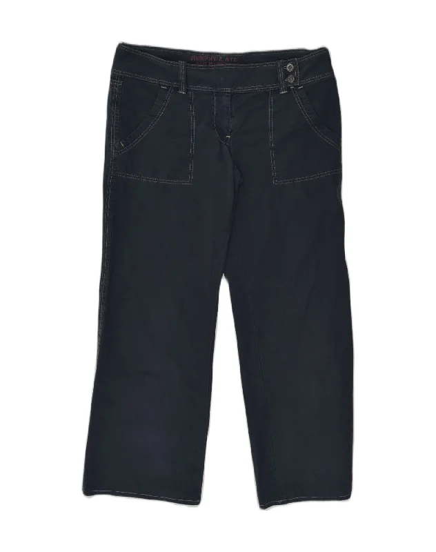 MURPHY & NYE Womens Straight Chino Trousers W34 L30 Navy Blue Trousers Custom Made