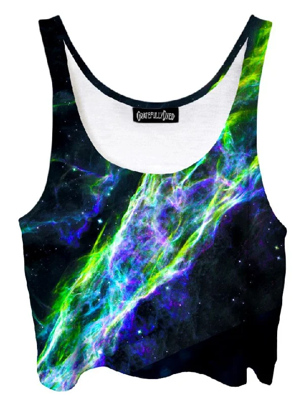 Electric Wave Neon Green Nebula Galaxy Crop Top Front Pockets Side Pockets Patch Pockets Electric Wave Neon Green Nebula Galaxy Crop Top Front Pockets Side Pockets Patch Pockets