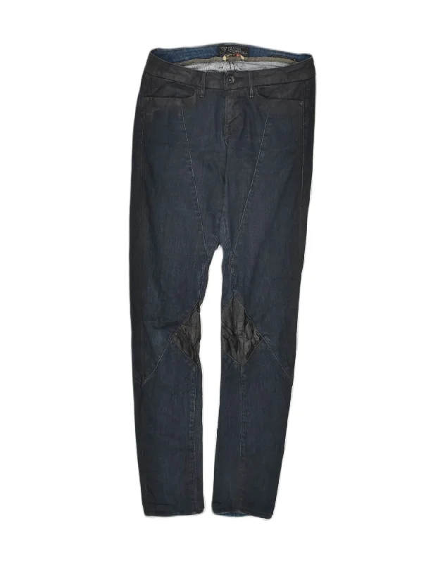 GUESS Womens Skinny Casual Trousers W26 L29 Navy Blue Cotton Trousers Capri Summer
