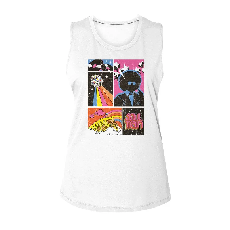 SOUL TRAIN Eye-Catching Tank Top, Disco Squares cropped tank top