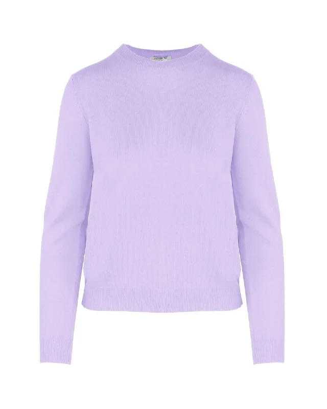 Malo  Women's Cashmere Crew Neck Sweater - Lilac Zippered Front Buttoned Front Snap Front