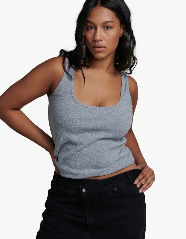 Jordy Tank - Grey Marle low neck tank