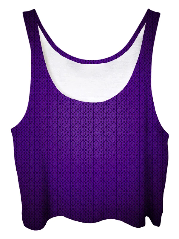 Royal Purple Ombre Crop Top Ribbed Crop Top High Neck Heavyweight