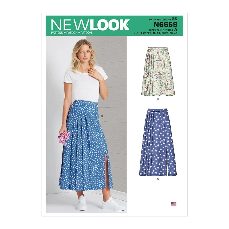 Newlook Pattern N6659 Misses' Pleated Skirt With Or Without Front Slit Opening velvet skirt rich