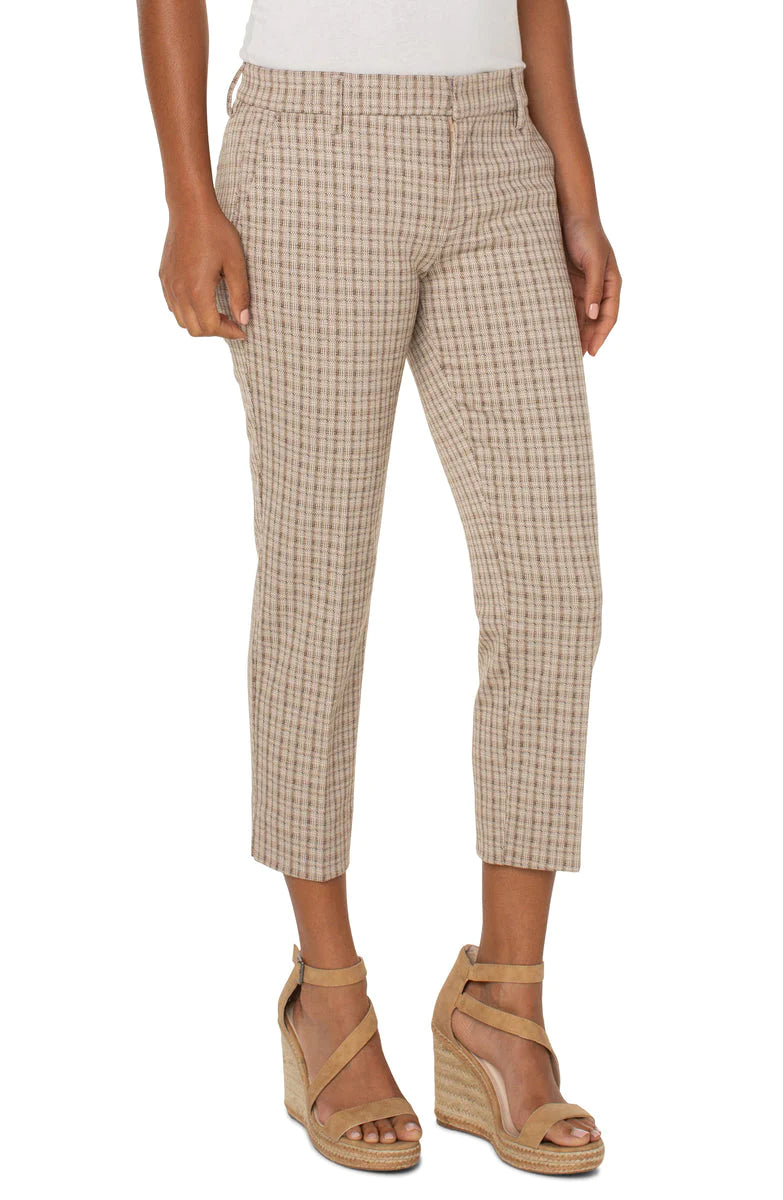 Kelsey Knit Crop with Slit Trouser | Capuccino Plaid Trousers practical durable