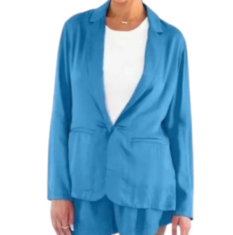 Karlie Jacket In Ocean Toggled Jacket Drawstring Jacket Belted Jacket