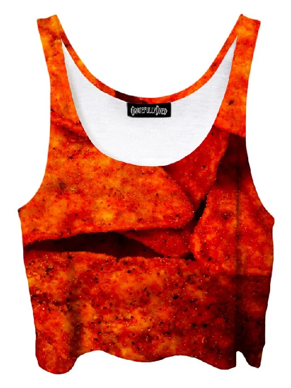 Doritos Nacho Cheese Foodie Crop Top Silk Blend Satin Velvet