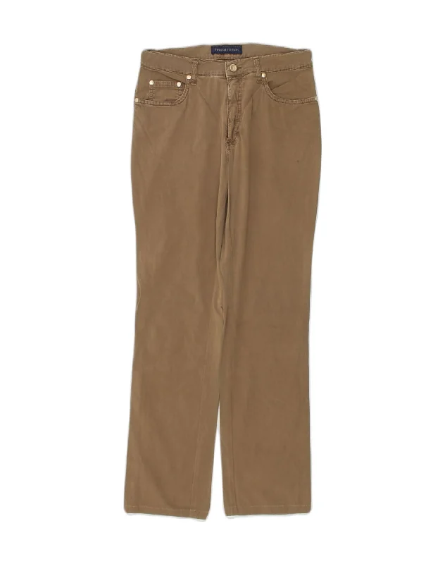 TRUSSARDI Womens Straight Casual Trousers W28 L28 Brown Cotton Wide Leg Loose Fit Mid Waist TRUSSARDI Womens Straight Casual Trousers W28 L28 Brown Cotton Wide Leg Loose Fit Mid Waist