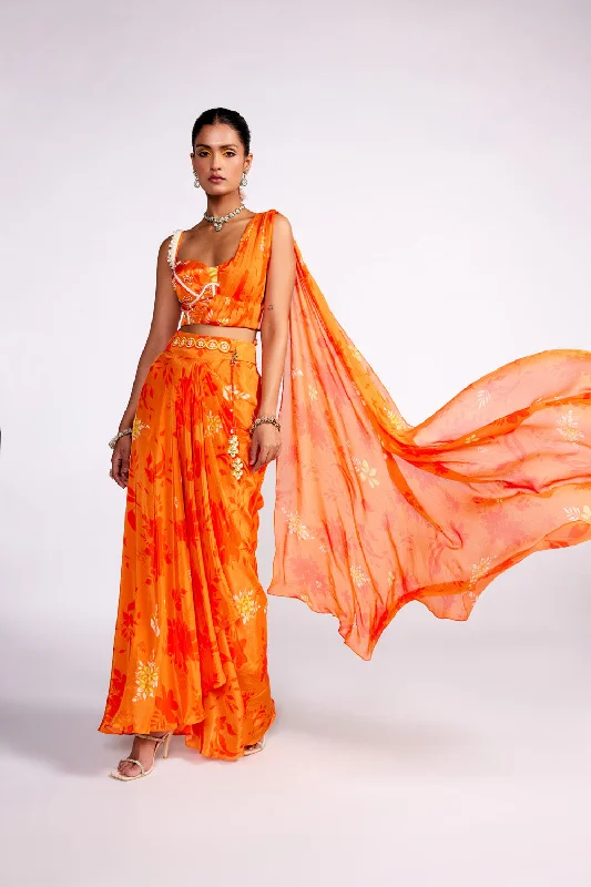 Tangerine Orange Drape Skirt Set tulle skirt dreamy