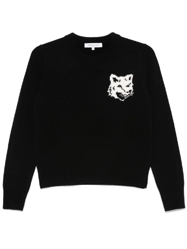 Maison Kitsune' Women's Sweaters Black Fitted Slim Tailored