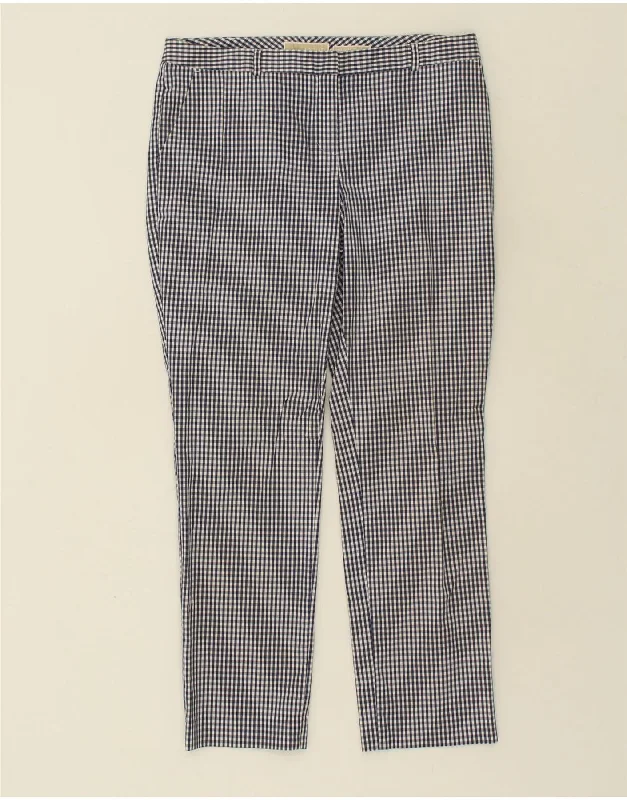 MICHAEL KORS Womens Slim Chino Trousers US 10 Large W32 L29  Blue Gingham Trousers Office Stylish