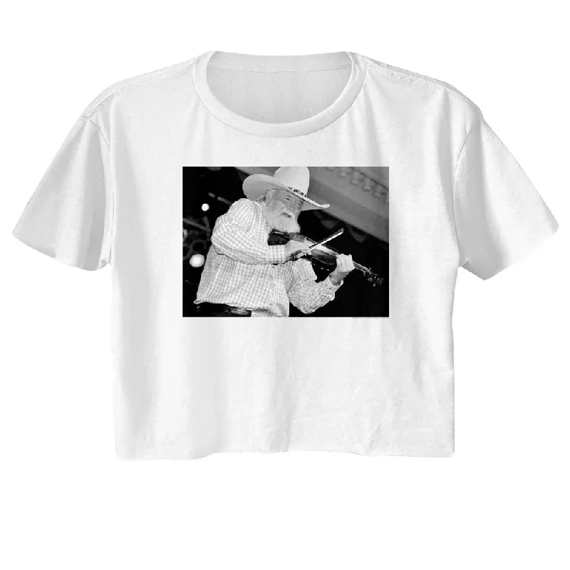 CHARLIE DANIELS BAND Crop Top, Bw Charlie Daniels Boxy Fit Fitted Loose