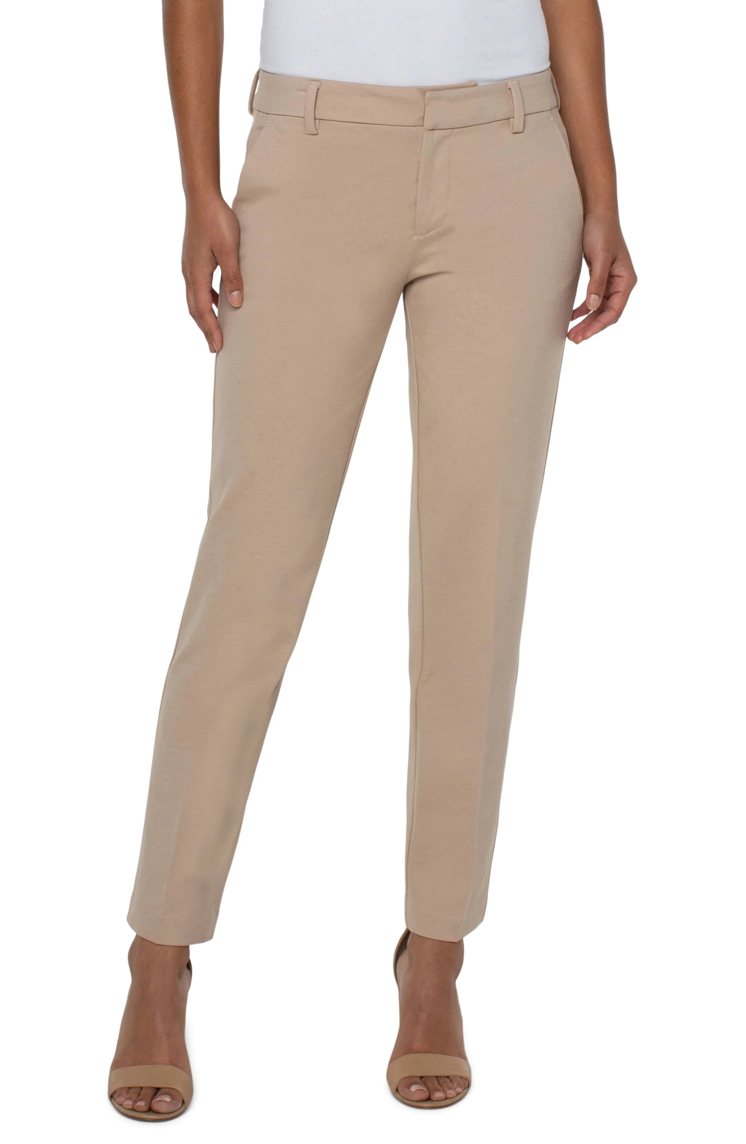 Kelsey Knit Trouser 29" | Biscuit Tan Trousers chic elegant