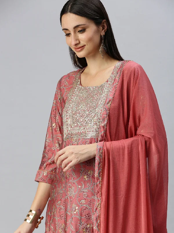 Women Straight Peach Printed Kurta and Trousers Comes with Dupatta-BC1313-Peach Trousers Bestseller Popular Women Straight Peach Printed Kurta and Trousers Comes with Dupatta-BC1313-Peach Trousers Bestseller Popular