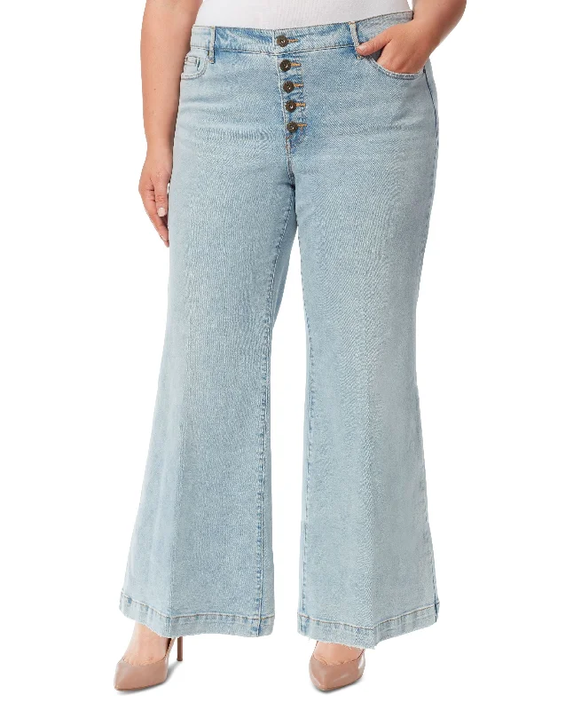 Trendy Plus Size True Love Wide-Leg Trouser Jeans Trousers Versatile Stylish