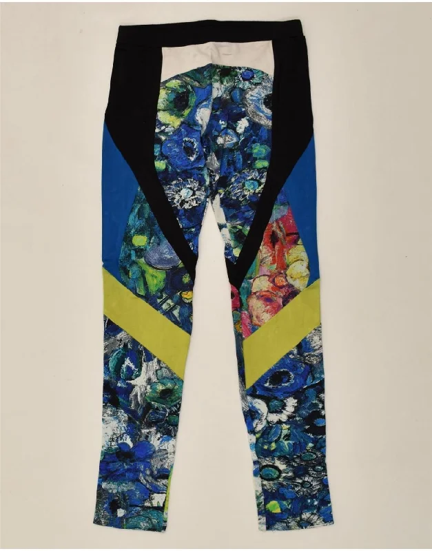 JUST CAVALLI Womens Casual Trousers IT 40 Small W24 L25 Blue Floral Trousers Cargo pockets JUST CAVALLI Womens Casual Trousers IT 40 Small W24 L25 Blue Floral Trousers Cargo pockets