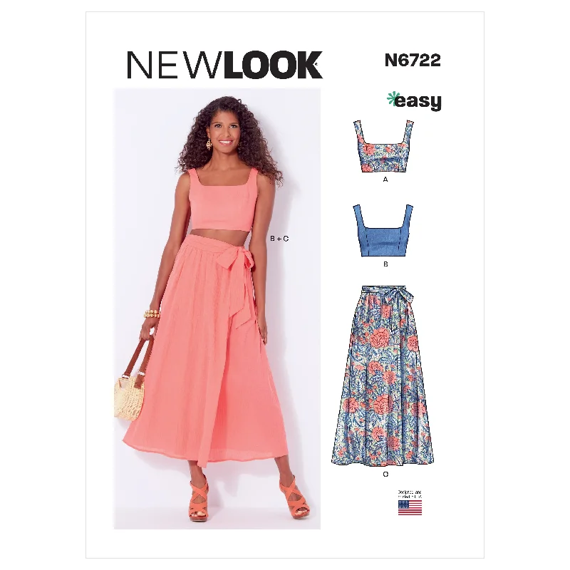 Newlook Pattern 6722 Misses' Bra Top Wrap Skirt leather skirt refined