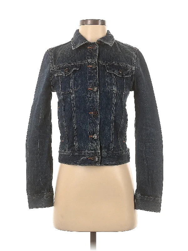 Denim Jacket Zippered Front Buttoned Front Snap Front