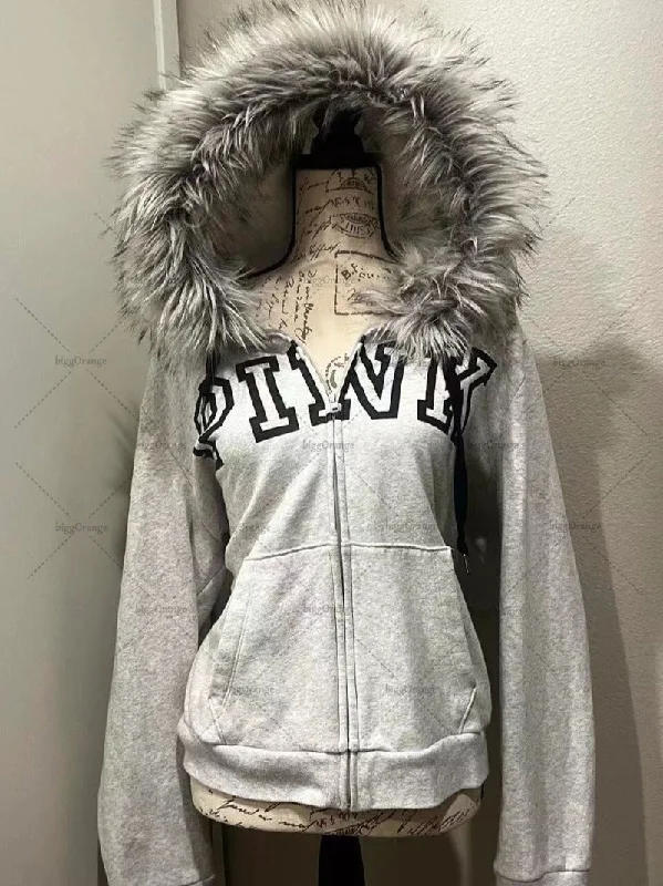 Advbridge Gothic Punk Retro Fur Collar Zipper Hoodie Y2K Harajuku Vintage Trendy Brand Streetwear Sweatshirt Winter Clothing Women Jacket Denim Jacket Leather Jacket Suede Jacket Advbridge Gothic Punk Retro Fur Collar Zipper Hoodie Y2K Harajuku Vintage Trendy Brand Streetwear Sweatshirt Winter Clothing Women Jacket Denim Jacket Leather Jacket Suede Jacket