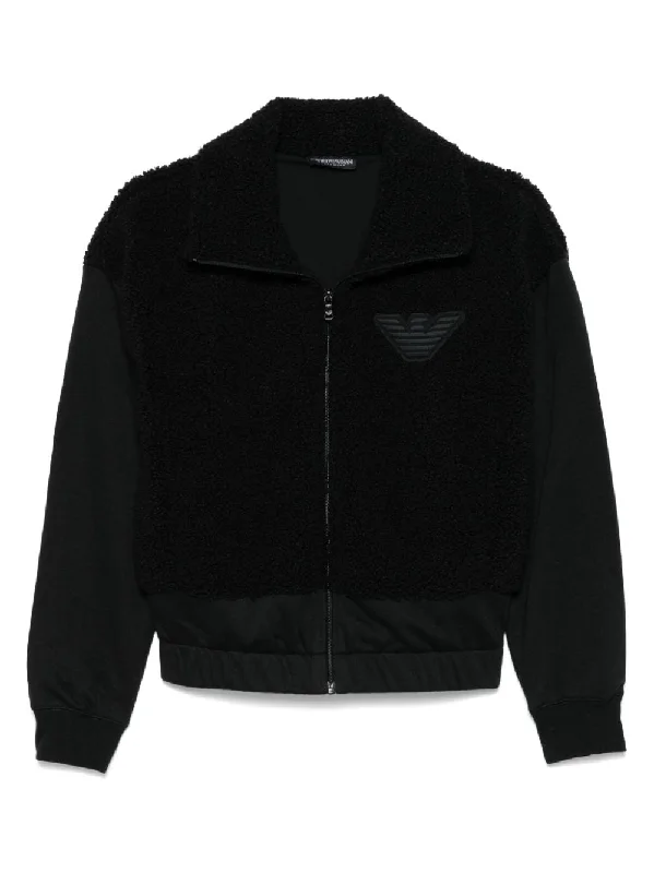 Emporio Armani Women's Sweaters Black Notch Collar Peter Pan Collar Cowl Neck