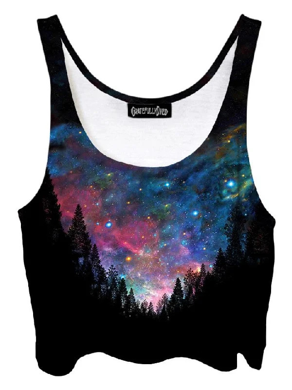 Galactic Valley Rainbow Forest Galaxy Crop Top Anti-Shrink Durable Soft