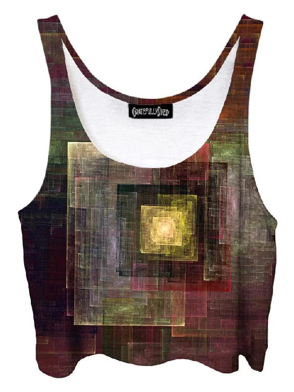 Colorful Impression Abstract Geometric Crop Top Solid Print Embellished