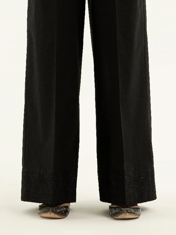 Embroidered Cambric Trousers(Pret) Trousers Striped Patterned