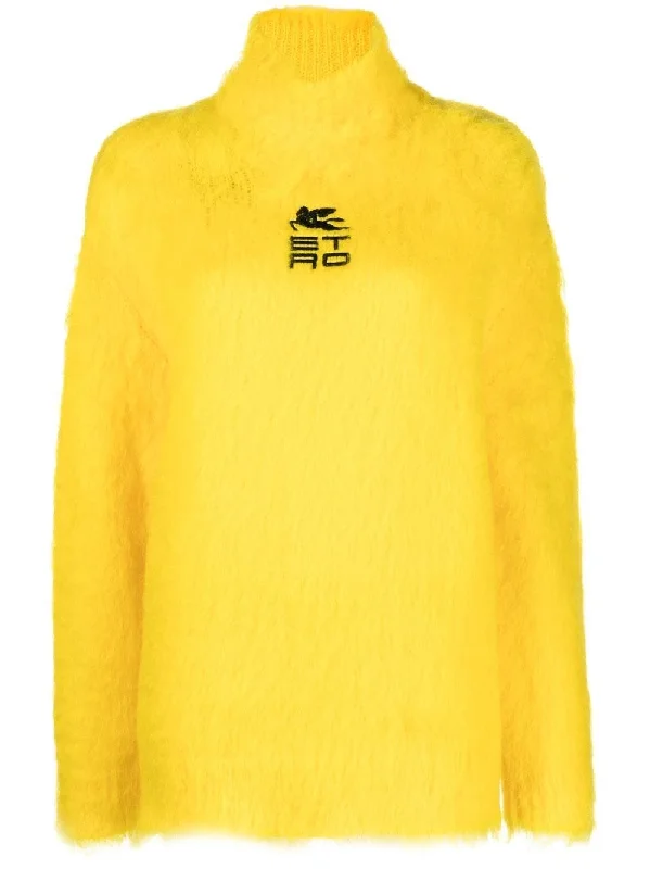 Etro Women's Sweaters Yellow Slim Fit Regular Fit Oversized