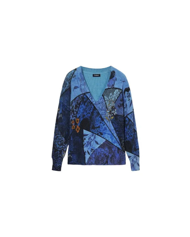 Desigual Elegant Viscose Blend Sweater Print Jacquard Patchwork