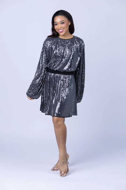 DVF Moana Dress in Metalic Grey