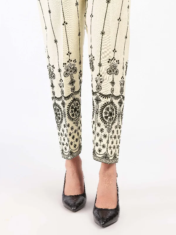 Embroidered Khaddar Trousers Trousers Print Floral