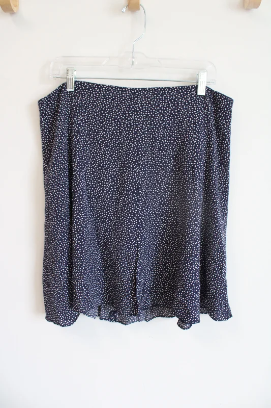 Banana Republic Navy Blue White Speckled Skirt | 12 silk skirt elegant