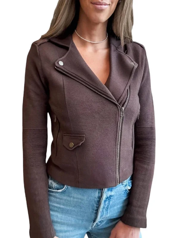 Cotton Blend Motto Jacket In Chocolate Appliqued Jacket Beaded Jacket Sequined Jacket