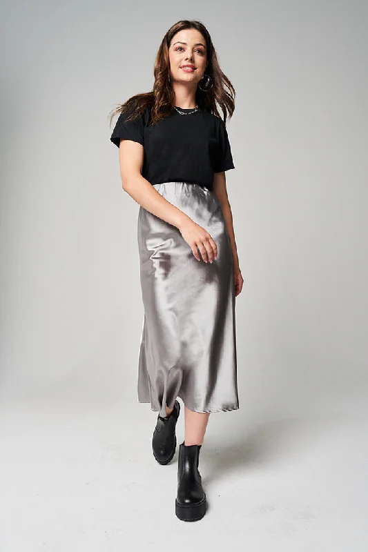 Satin Midi Skirt high waist skirt