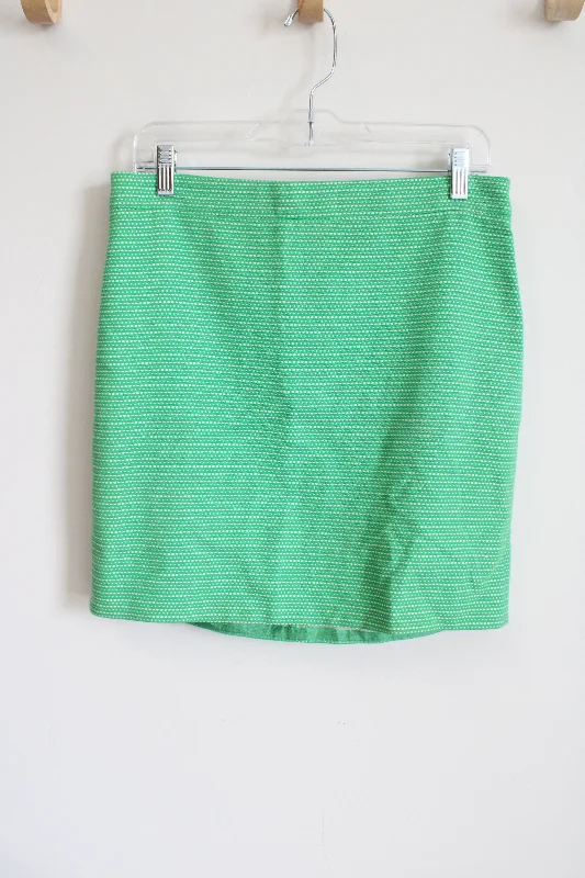 J.Crew Bright Green White Woven Pencil Skirt | 6 lace skirt intricate