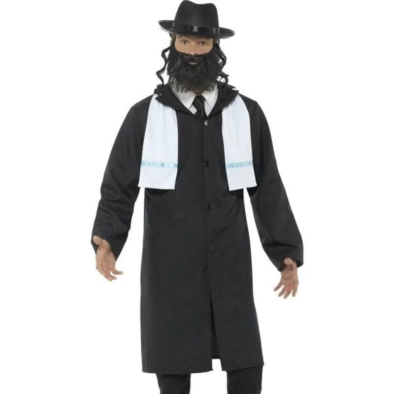Rabbi Costume Adult Black Long Jacket Knit Fabric Woven Fabric Fleece Fabric