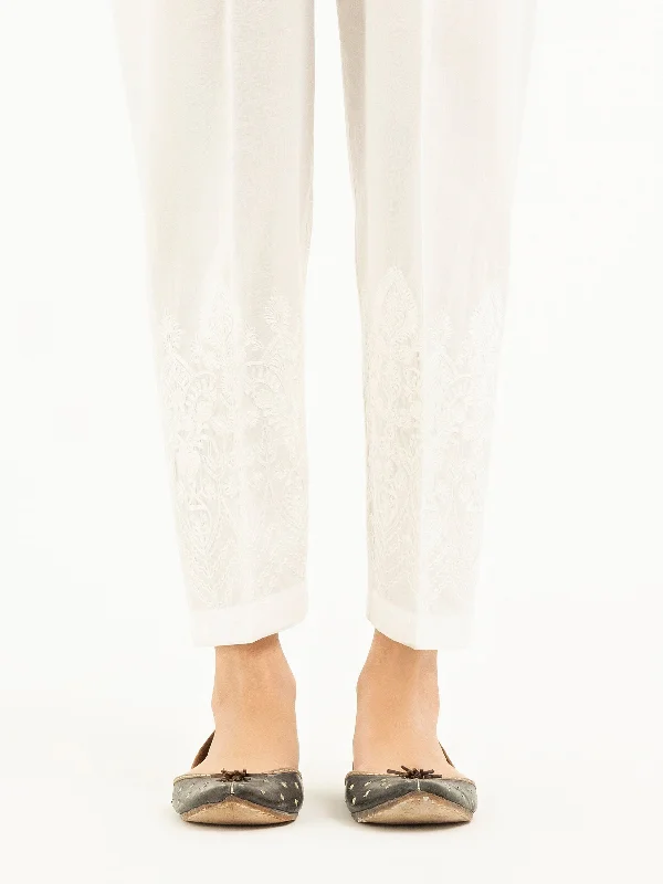 Embroidered Cambric Trousers(Pret) Trousers Pleated Formal