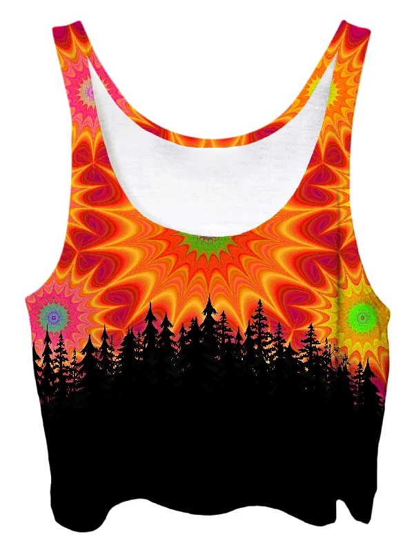 Mandala Forest Crop Top Welt Pockets Slit Pockets Flap Pockets