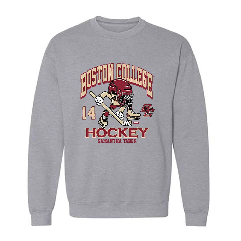 Boston College - NCAA Women's Ice Hockey : Samantha Taber - Crewneck Sweatshirt Fashion Shersey Hoodie with Back Slit Movement Comfort Boston College - NCAA Women's Ice Hockey : Samantha Taber - Crewneck Sweatshirt Fashion Shersey Hoodie with Back Slit Movement Comfort