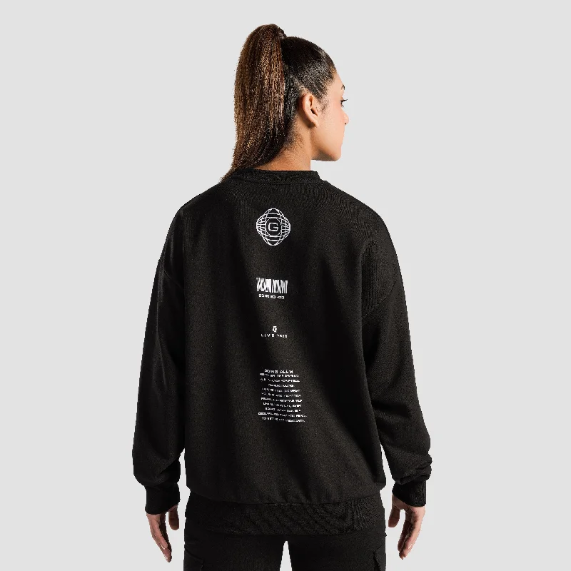 Sanctuary Oversized SweatShirt (Black) Hoodie with Relaxed Fit Easy Casual