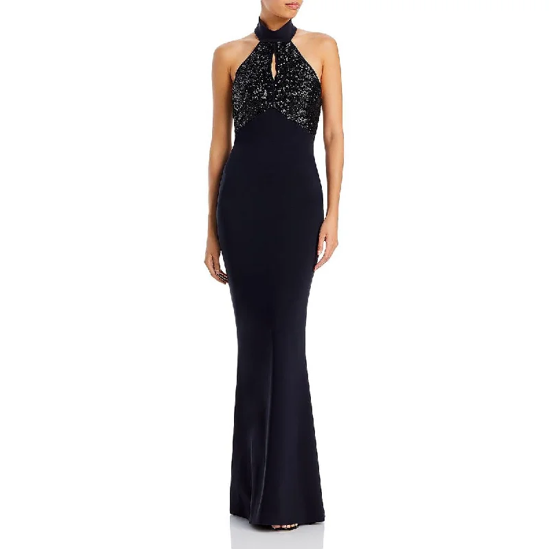 Iria Womens Sequined Halter Evening Dress