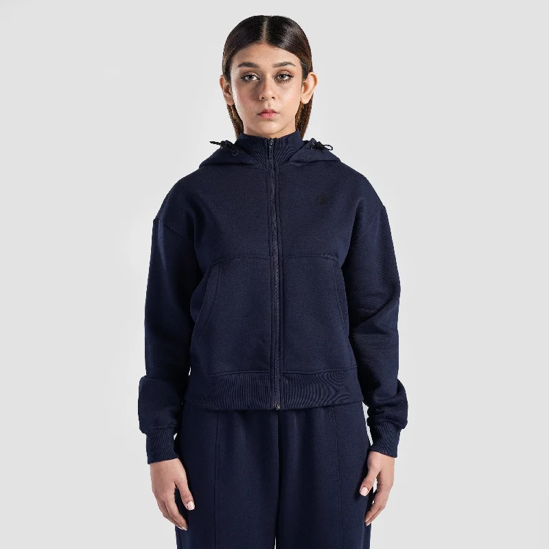 Hyper Flex Zipper Hoodie (Navy) Hoodie with V-Neck Classic Versatile
