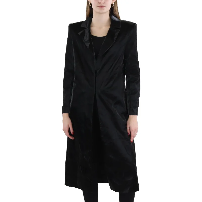 Womens Solid Long Leather Jacket Wool Jacket Cashmere Jacket Tweed Jacket