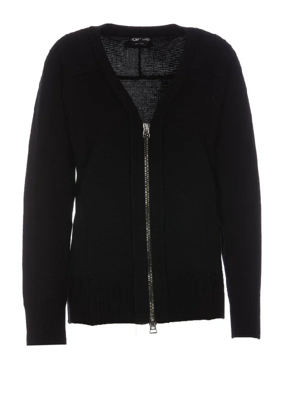 Tom Ford Womens Knited Zip Up Sweater In Black Zippered Front Buttoned Front Snap Front Tom Ford Womens Knited Zip Up Sweater In Black Zippered Front Buttoned Front Snap Front