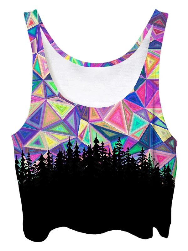 Rainbow Geometry Forest Crop Top Wool Fabric Cashmere Fabric Tweed Fabric