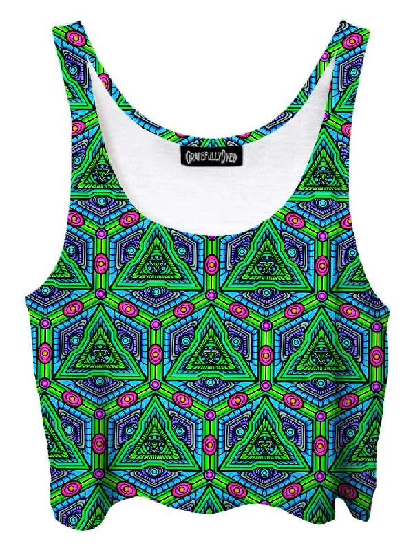 Tessellate Sacred Geometry Mandala Crop Top Hooded Caped Shawl Collar