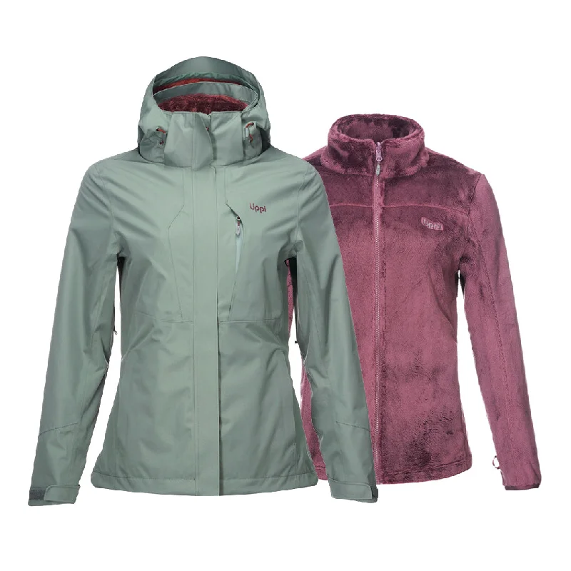 Chaqueta Mujer Tres Cruces Fusion-3 Hoody Jacket Verde Grisaceo Vino Lippi Elasticated Jacket Padded Jacket Insulated Jacket